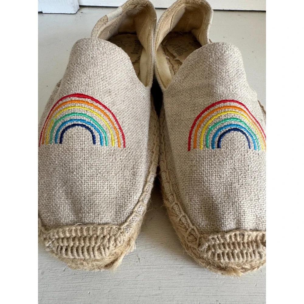 Soludos x Ash Kan rainbow print espadrile flats size 7.5